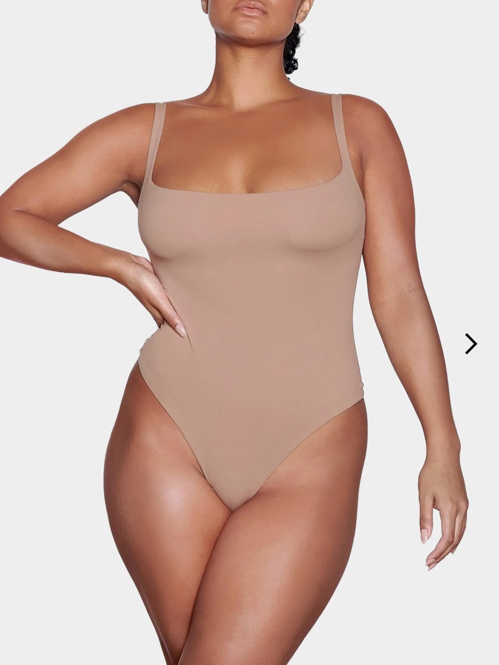 Skims NWOT Plus SIZE 2X/3X Tan “Fits Everybody” bodysuit tan color thong bottom.